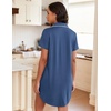 image:imageEkouaer Womens Nightgown Button Down Night Gowns Short Sleeve Sleepshirt V Neck Nightshirt Soft Sleepwear SXXLBlue