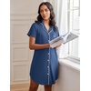 image:imageEkouaer Womens Nightgown Button Down Night Gowns Short Sleeve Sleepshirt V Neck Nightshirt Soft Sleepwear SXXLBlue