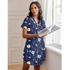 image:imageEkouaer Womens Nightgown Button Down Night Gowns Short Sleeve Sleepshirt V Neck Nightshirt Soft Sleepwear SXXLDark Blue Flower