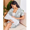 image:imageEkouaer Womens Nightgown Button Down Night Gowns Short Sleeve Sleepshirt V Neck Nightshirt Soft Sleepwear SXXLGrey Star