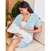 image:imageEkouaer Womens Nightgown Button Down Night Gowns Short Sleeve Sleepshirt V Neck Nightshirt Soft Sleepwear SXXLLight Blue