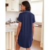 image:imageEkouaer Womens Nightgown Button Down Night Gowns Short Sleeve Sleepshirt V Neck Nightshirt Soft Sleepwear SXXLNavy Blue