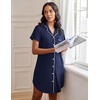 image:imageEkouaer Womens Nightgown Button Down Night Gowns Short Sleeve Sleepshirt V Neck Nightshirt Soft Sleepwear SXXLNavy Blue