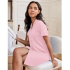 image:imageEkouaer Womens Nightgown Button Down Night Gowns Short Sleeve Sleepshirt V Neck Nightshirt Soft Sleepwear SXXLPink