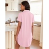 image:imageEkouaer Womens Nightgown Button Down Night Gowns Short Sleeve Sleepshirt V Neck Nightshirt Soft Sleepwear SXXLPink