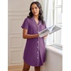 image:imageEkouaer Womens Nightgown Button Down Night Gowns Short Sleeve Sleepshirt V Neck Nightshirt Soft Sleepwear SXXLPurple