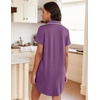 image:imageEkouaer Womens Nightgown Button Down Night Gowns Short Sleeve Sleepshirt V Neck Nightshirt Soft Sleepwear SXXLPurple