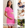 image:imageEkouaer Womens Nightgown Button Down Night Gowns Short Sleeve Sleepshirt V Neck Nightshirt Soft Sleepwear SXXLRose Leopard