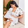 image:imageEkouaer Womens Nightgown Button Down Night Gowns Short Sleeve Sleepshirt V Neck Nightshirt Soft Sleepwear SXXLWhite Ash Flower