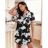 image:imageEkouaer Womens Nightgown Button Down Night Gowns Short Sleeve Sleepshirt V Neck Nightshirt Soft Sleepwear SXXLWhite Flower