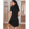 image:imageEkouaer Womens Nightgown Button Down Nightshirt V Neck Sleepshirt Short Sleeve Sleepwear Soft Pajama DressBlack