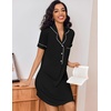 image:imageEkouaer Womens Nightgown Button Down Nightshirt V Neck Sleepshirt Short Sleeve Sleepwear Soft Pajama DressBlack
