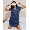 image:imageEkouaer Womens Nightgown Button Down Nightshirt V Neck Sleepshirt Short Sleeve Sleepwear Soft Pajama DressBlack Starry Sky