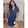 image:imageEkouaer Womens Nightgown Button Down Nightshirt V Neck Sleepshirt Short Sleeve Sleepwear Soft Pajama DressBlack Starry Sky