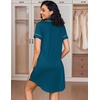 image:imageEkouaer Womens Nightgown Button Down Nightshirt V Neck Sleepshirt Short Sleeve Sleepwear Soft Pajama DressBlue Green
