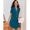 image:imageEkouaer Womens Nightgown Button Down Nightshirt V Neck Sleepshirt Short Sleeve Sleepwear Soft Pajama DressBlue Green