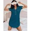 image:imageEkouaer Womens Nightgown Button Down Nightshirt V Neck Sleepshirt Short Sleeve Sleepwear Soft Pajama DressBlue Green