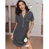 image:imageEkouaer Womens Nightgown Button Down Nightshirt V Neck Sleepshirt Short Sleeve Sleepwear Soft Pajama DressDark Grey
