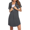 image:imageEkouaer Womens Nightgown Button Down Nightshirt V Neck Sleepshirt Short Sleeve Sleepwear Soft Pajama DressDark Grey
