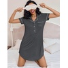 image:imageEkouaer Womens Nightgown Button Down Nightshirt V Neck Sleepshirt Short Sleeve Sleepwear Soft Pajama DressDark Grey