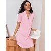 image:imageEkouaer Womens Nightgown Button Down Nightshirt V Neck Sleepshirt Short Sleeve Sleepwear Soft Pajama DressDeep Pink
