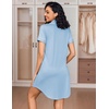 image:imageEkouaer Womens Nightgown Button Down Nightshirt V Neck Sleepshirt Short Sleeve Sleepwear Soft Pajama DressLight Blue