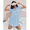 image:imageEkouaer Womens Nightgown Button Down Nightshirt V Neck Sleepshirt Short Sleeve Sleepwear Soft Pajama DressLight Blue