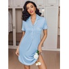 image:imageEkouaer Womens Nightgown Button Down Nightshirt V Neck Sleepshirt Short Sleeve Sleepwear Soft Pajama DressLight Blue