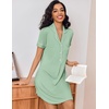 image:imageEkouaer Womens Nightgown Button Down Nightshirt V Neck Sleepshirt Short Sleeve Sleepwear Soft Pajama DressLight Green
