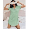 image:imageEkouaer Womens Nightgown Button Down Nightshirt V Neck Sleepshirt Short Sleeve Sleepwear Soft Pajama DressLight Green