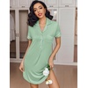 image:imageEkouaer Womens Nightgown Button Down Nightshirt V Neck Sleepshirt Short Sleeve Sleepwear Soft Pajama DressLight Green