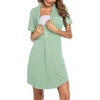 image:imageEkouaer Womens Nightgown Button Down Nightshirt V Neck Sleepshirt Short Sleeve Sleepwear Soft Pajama DressLight Green