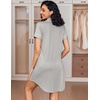 image:imageEkouaer Womens Nightgown Button Down Nightshirt V Neck Sleepshirt Short Sleeve Sleepwear Soft Pajama DressLight Grey