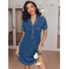 image:imageEkouaer Womens Nightgown Button Down Nightshirt V Neck Sleepshirt Short Sleeve Sleepwear Soft Pajama DressNavy