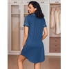 image:imageEkouaer Womens Nightgown Button Down Nightshirt V Neck Sleepshirt Short Sleeve Sleepwear Soft Pajama DressNavy