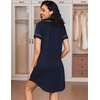 image:imageEkouaer Womens Nightgown Button Down Nightshirt V Neck Sleepshirt Short Sleeve Sleepwear Soft Pajama DressNavy Blue