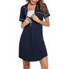 image:imageEkouaer Womens Nightgown Button Down Nightshirt V Neck Sleepshirt Short Sleeve Sleepwear Soft Pajama DressNavy Blue