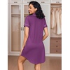 image:imageEkouaer Womens Nightgown Button Down Nightshirt V Neck Sleepshirt Short Sleeve Sleepwear Soft Pajama DressPurple