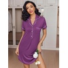 image:imageEkouaer Womens Nightgown Button Down Nightshirt V Neck Sleepshirt Short Sleeve Sleepwear Soft Pajama DressPurple