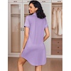 image:imageEkouaer Womens Nightgown Button Down Nightshirt V Neck Sleepshirt Short Sleeve Sleepwear Soft Pajama DressViolet