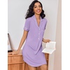 image:imageEkouaer Womens Nightgown Button Down Nightshirt V Neck Sleepshirt Short Sleeve Sleepwear Soft Pajama DressViolet