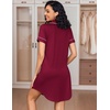 image:imageEkouaer Womens Nightgown Button Down Nightshirt V Neck Sleepshirt Short Sleeve Sleepwear Soft Pajama DressWine Red