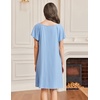 image:imageEkouaer Womens Nightgown Lace Trim V Neck Sleep Shirt Flare Short Sleeve Night Gown Pleated Nightshirt Ladies NightdressClear Blue