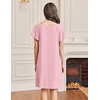 image:imageEkouaer Womens Nightgown Lace Trim V Neck Sleep Shirt Flare Short Sleeve Night Gown Pleated Nightshirt Ladies NightdressMisty Rose