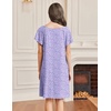 image:imageEkouaer Womens Nightgown Lace Trim V Neck Sleep Shirt Flare Short Sleeve Night Gown Pleated Nightshirt Ladies NightdressPurple Floral