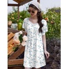 image:imageEkouaer Womens Nightgown Lace Trim V Neck Sleep Shirt Flare Short Sleeve Night Gown Pleated Nightshirt Ladies NightdressWhite Blue Floral
