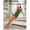 image:imageEkouaer Womens Nightgown Pj Dress for Women Adjustable Spaghetti Chemise Sleeveless V Neck SleepwearArmy Green