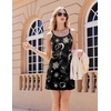 image:imageEkouaer Womens Nightgown Pj Dress for Women Adjustable Spaghetti Chemise Sleeveless V Neck SleepwearBlack Sun Print