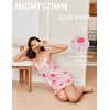image:imageEkouaer Womens Nightgown Pj Dress for Women Adjustable Spaghetti Chemise Sleeveless V Neck SleepwearPink Donut Print