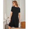 image:imageEkouaer Womens Nightgown Short Sleeve Sleepwear Comfy Sleepshirts Pleated Scoopneck Nightshirt SXXXLBlack